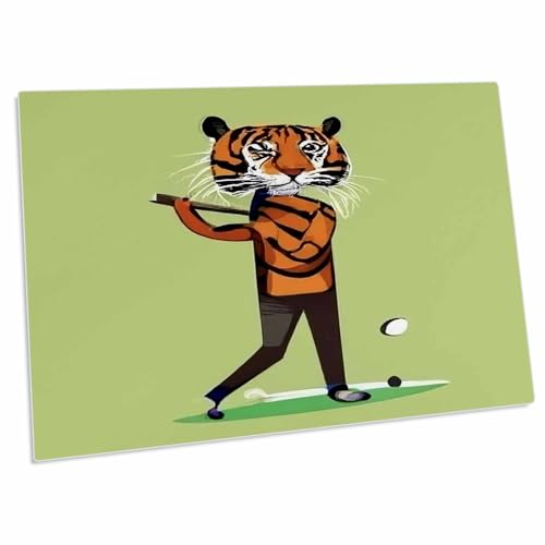 3dRose Cool Cute Funny Tiger Playing Golf Desk Pad