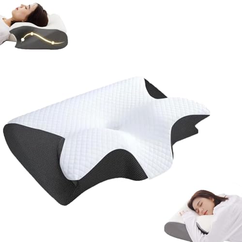 Cloudfaser Pro Pillow Ergonomic Orthopedic Contour Memory Foam Cervical Pillow for Side Back and Stomach Sleepers (Black)