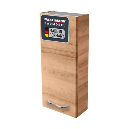 FACKELMANN Hängeschrank Milano/Badschrank mit Soft-Close/Maße (B x H x T): ca. 30 x 68 x 15 cm/Schrank fürs Bad mit 1 Tür/Türanschlag frei wählbar/Korpus: Braun hell/Front: Braun hell
