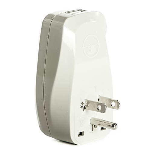 Orei WPU-B-GN 3-In-1 USA Travel Adapter Plug with USB and Surge Protection-Grounded Type