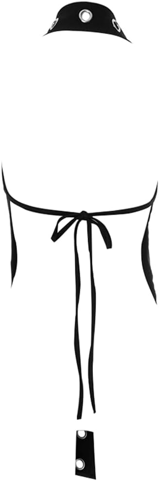 Women's Punk Long Tank Top Hollow Out Gothic Grommet Eyelet Halter Cutout Sleeveless Backless Tie Split Cami Vest - Image 3