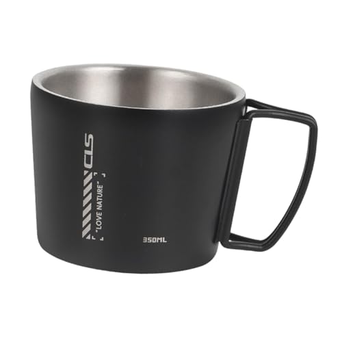 Mug de camping acier inoxydable double paroi anse pliable noir - 6