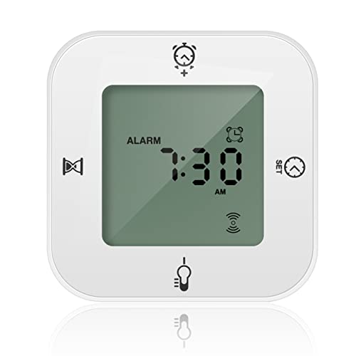 Reloj despertador retroiluminado con pantalla táctil, 4 lados, despertador con higrotermómetro controlado por sonido, reloj con calendario, termómetro con humedad Cover