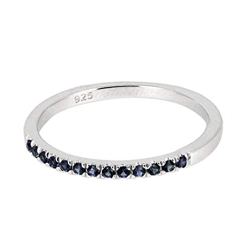 Bylove Jewelry Sterling Silver Genuine Natural Ruby Half Eternity Band Ring #TOP2