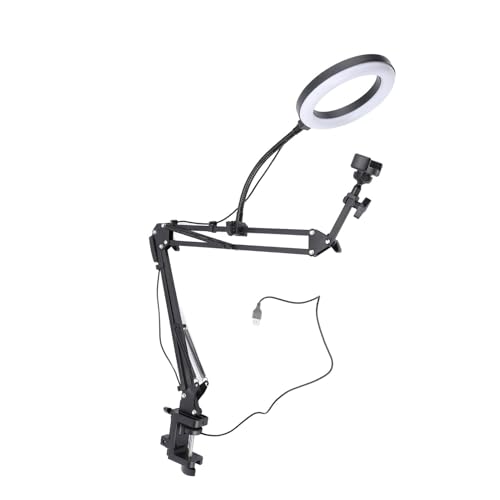 6.3 Ring Light with Overhead Phone Mount, Flexible Articulating Arm LED Selfie Light with Stand and Phone Holder, LED Desk Ring Light with Clamp for Video Recording, Zoom Meeting
