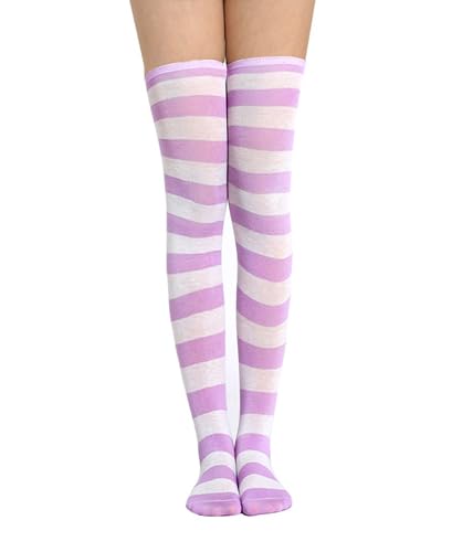 Image of Womens Thigh High Socks Athletic Stripe Cute Colorful Over the Knee High Sock Colorful Long Tube Sock