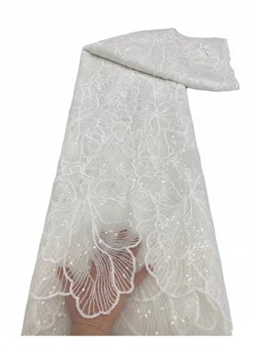 Malla bordada 130cm ancho con flores grandes de tela de lentejuelas para novia