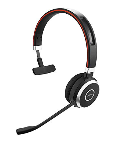 Jabra Evolve 65, Auricular Inalámbrico Monoaural Optimizado para Comunicaciones Unificadas con Batería de Larga Duración y Base de Carga, Adaptador Bluetooth USB, Negro