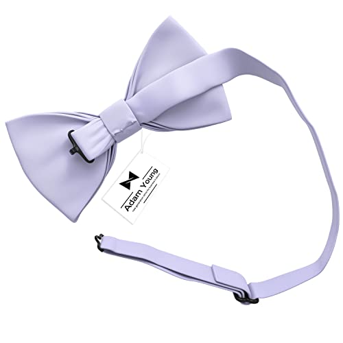 Image of Adam Young Men's Bow Ties with Handkerchief & Cufflinks Pre-Tied Style Formal Satin Classic Bowtie for Tuxedo Faux Silk