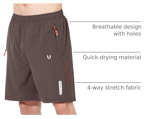 Image of NORTHYARD Men's Athletic Running Shorts Gym Workout 7 inch /9 inch /5 inch Quick Dry Lightweight Sports Basketball Tennis 3 Zipper Pockets