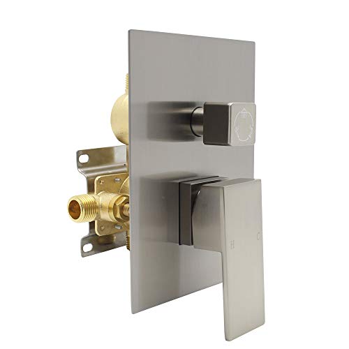 Drettyer Solid Brass Shower Valve Pressure Balancing Mixer Control 3 Outlet Function (Brushed Nickel)