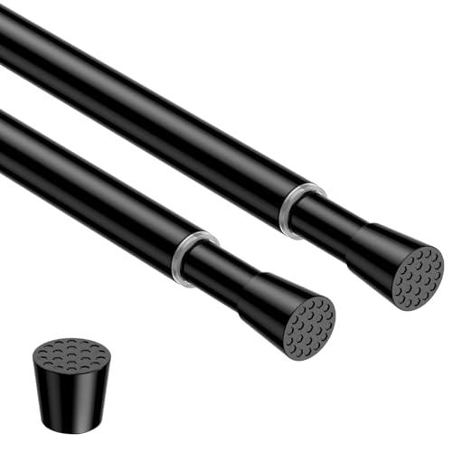 ZipGlo Lot de 2 Tringles à Rideau Sans Perçage, 59-100 cm Barres Extensibles Robustes Installation Facile pour Armoire & Fenêtre - Noir