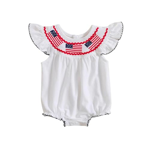 Image of GLIGLITTR Baby Girls 4th of July Onesie Romper American Flag Jumpsuit Infant Bodysuit Independence Day Patriotic Outfits