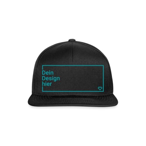 Spreadshirt Cap Selbst Gestalten mit Foto und Text | Herren Snapback Cap personalisiert | Mütze Bedrucken mit Wunschmotiv, One Size, Schwarz/Schwarz