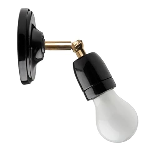 Applique Murale LED En Céramique À Angle Réglable Avec Bras Cuivre Et Douille E27, Idéale For Une Chambre, Un Couloir Ou Salon Facile à installer(Black)