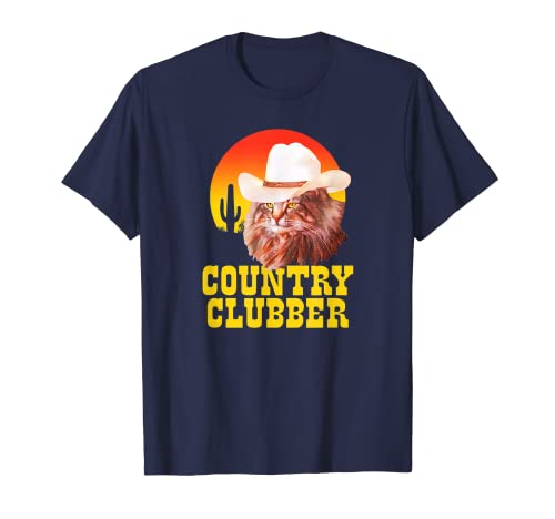 Country Clubber Cowboy Hat Cat Funny Country Western Music Maglietta