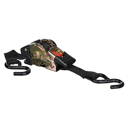 Erickson 34420 Pro Series Black 1" x 6' Retractable Ratcheting Tie-Down Strap, 4 Pack (1500 lb Load Capacity)