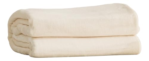 home&you - Manta Floss, 200 x 220 cm, colcha, colcha, manta de sofá, colcha, manta mullida y cálida para salón, dormitorio, sofá, cama, algodón, franela - beige