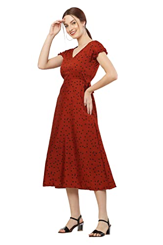 Image of Women's Frock Suit Synthetic Crepe Fabric Light Weight Polka Dot One Piece Stylist Dress