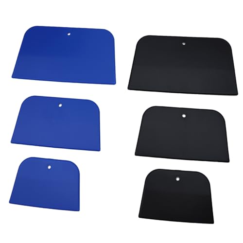 TuNan 6PCS Plastic Body Filler Spreaders Auto Spreader Automotive Body Filler for Applying Fillers, Putties, Glazes, Caulks and Paint - 4, 5, 6 inches (Black, Blue)