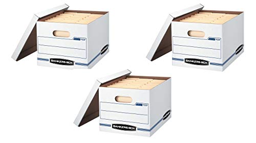 Bankers Box STOR/File Storage Boxes, Standard Set-Up, Lift-Off Lid, Letter/Legal, 4 Pack (0070308)- 3 Sets of 4pk