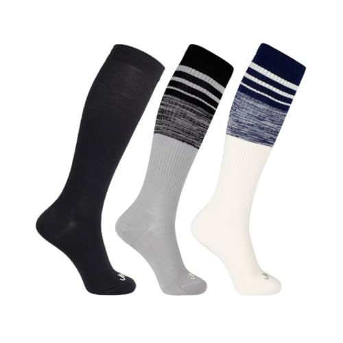 ja vie JAVIE 73% Merino Wool Stripe Sport Compression Socks Ultra Soft Knee High Seamless Toe for Women & Men (15-20mmHg)