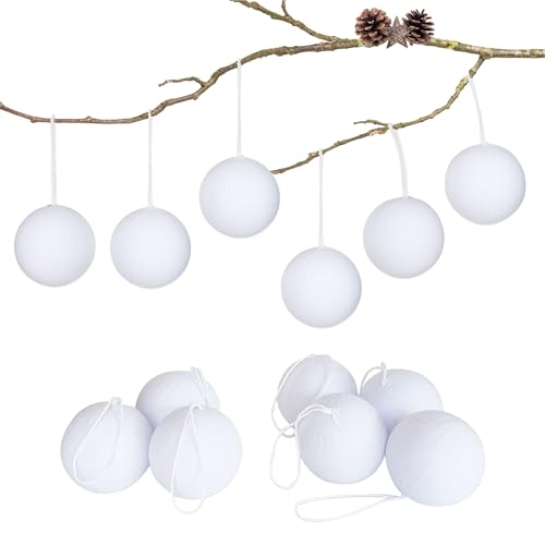 Papierdrachen Weihnachtskugeln zum Selbstbemalen in Pappmaché-Optik - tolle Bastelidee - Festliche Weihnachtsdekoration zum Selbermachen - Christbaumkugeln - weiß