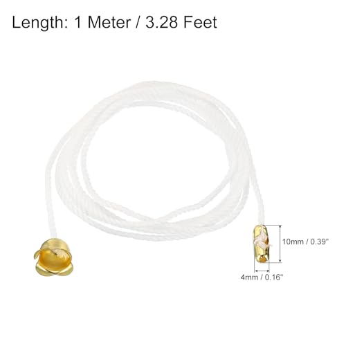 Image of MECCANIXITY Pull Cord for Ceiling Switch, Light Pull Cord String Ceiling Fan String with Connector Pull Chain Extension, White Golden, Pack of 10
