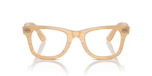 Ray-Ban Rx4340v Wayfarer Ease - Marcos cuadrados fotocromáticos para gafas graduadas, Lente de demostración marrón a rayas fotocromáticas, 50 mm