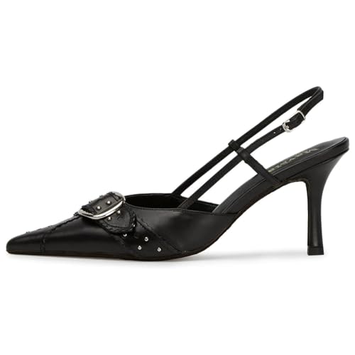 MAVMAX Slingback Heels for Women Studded Pointed Toe Kitten Heels Pumps Buckle Stiletto Backless Heeled Sandals Wedding Party Dress Shoes2