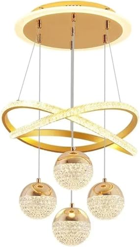 Image of Golden 5 Light with Remote Curvy LED Pendant Chandelier Light Pendants Ceiling Lamp (Gold)