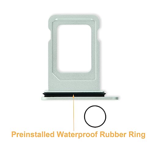 Cemobile SIM Card Tray Slot Holder Replacement for iPhone 12 6.1 Inch(Single SIM Version) with Waterproof Rubber Seal Ring + SIM Card Tray Open Eject Pin (Green) - Image 2