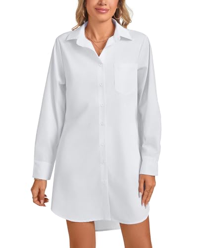 Image of MINTLIMIT Womens Button Down Shirt Dress Spring Summer Loose Casual Long Sleeve Shirt Dresses with Pockets 2025 Trendy