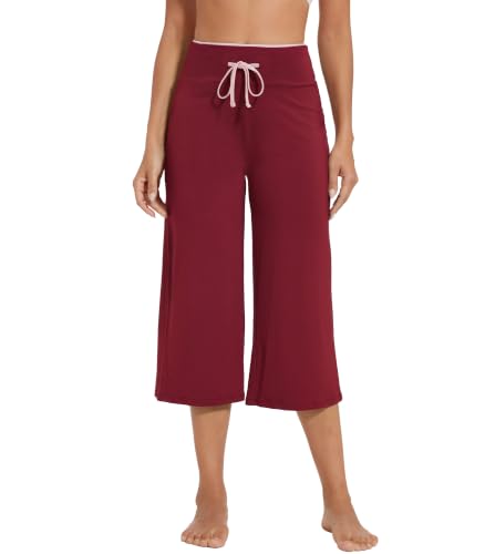 Image of WiWi Bamboo Viscose womens capri pants Wide Leg Pajama Super Soft Lounge knit Sleep shorts Cooling Pj Bottoms S-XXL