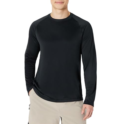 Amazon Essentials Men's Long-Sleeve Quick-Dry UPF 50 Swim Tee, Black, Medium