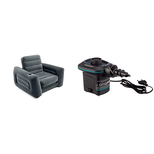 Intex 66551Np - Sillón Cama Hinchable 2 En 1 + 66640 - Bomba Eléctrica Invertible con Boquillas 220-240V