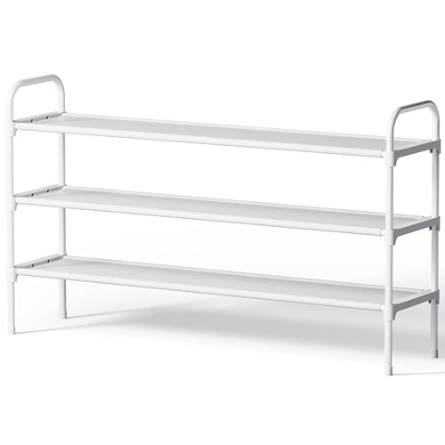 Image of Kitsure Extra-Long Shoe Rack for Closet, Shoe Organizer for Front Door Entrance, Stackable Shoe Shelf, Detachable Closet Organizers and Storage, 39.0" Wide - 3 Tier, White