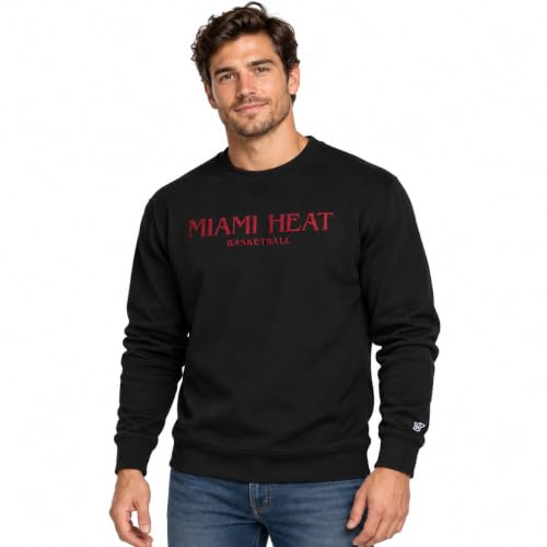 Blue 84 Miami Heat NBA Officially Licensed Crewneck Sweatshirt Thrift Embroidery, Secondary Color, XX-Large