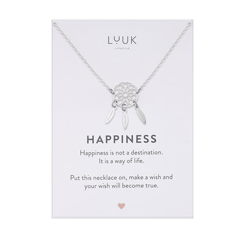 LUUK LIFESTYLE Collier avec pendentif attrape-rêves, acier inoxydable, longueur de chaîne réglable, 50cm, porte-bonheur et talisman protecteur amérindien,...
