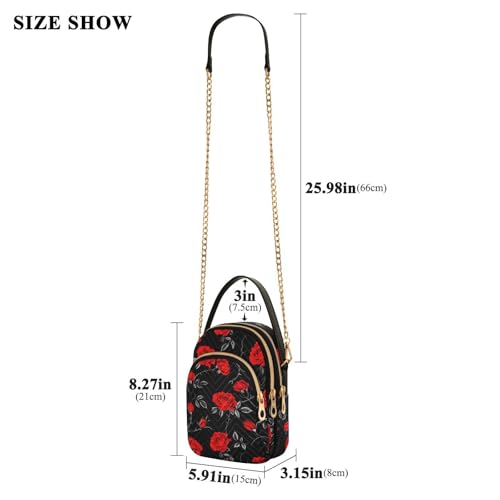 Sac à bandoulière roses rouges, finitions soignées style B1890