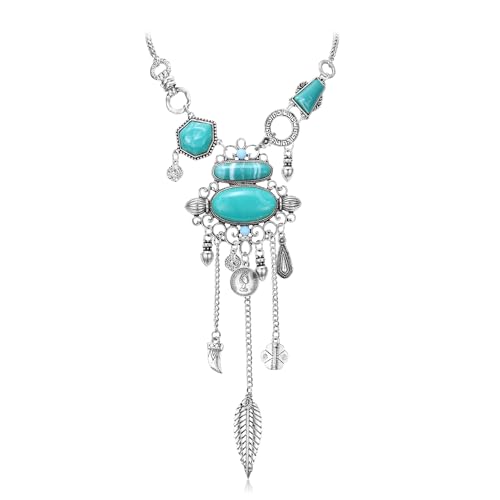 Collier bleu turquoise ethnique bohème pour sublimer vos tenues d'été