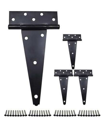Charnières en T de 25,4 cm QCAA noires en inox pour rénover une porte de grange
