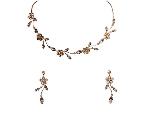 Image of Faship Gorgeous Rhinestone Crystal Floral Necklace Earrings Set