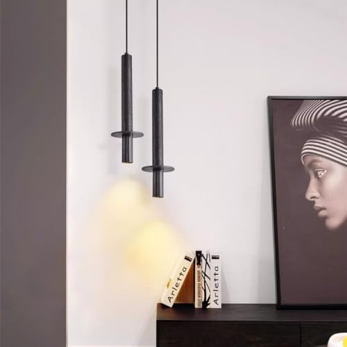 Lámpara colgante rectangular de piedra travertino negro de 40 cm y base E27 3