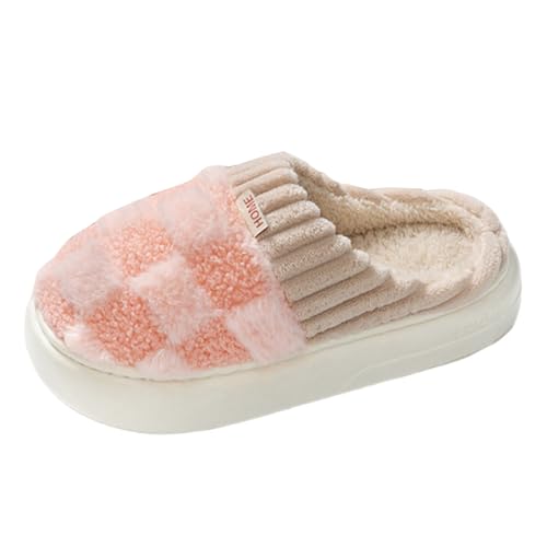 Checkered Slipper House Slippers for Women Men Plush Warm Fuzzy Slippers Memory Foam Indoor Anti Slip Bedroom Shoes3