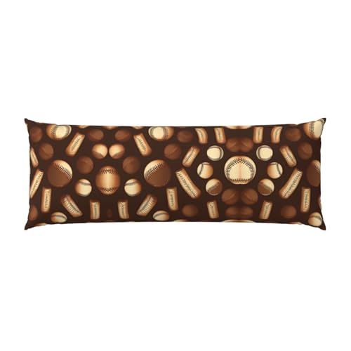 Housse de coussin rétro marron avec imprimé baseball vintage - 3