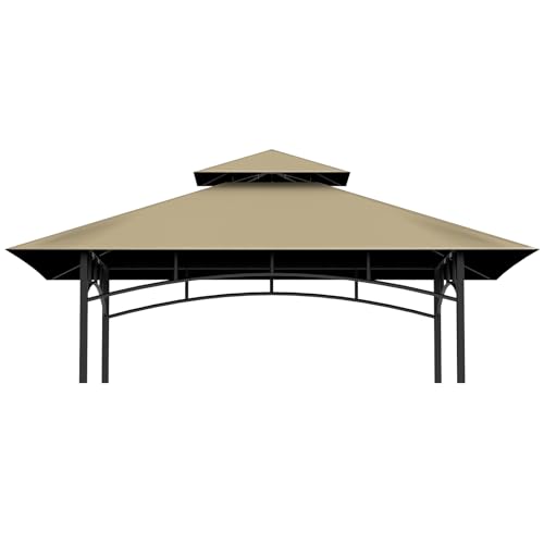 Grill Gazebo Replacement Top 5 * 8 Outdoor BBQ Gazebo Top Cover Double Layer BBQ Gazebo Top Canopy for Model #L-GG001PST-F