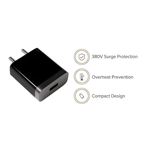 Image of Charger for Redmi 10A Sport Charger Original Adapter Like Wall Charger | Mobile Fast Charger | Android USB Charger with 1 Meter Micro USB Charging Data Cable (3 Amp, MI17, Black) (AX00218)