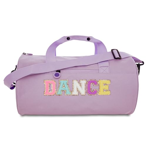 Large Size Dance Bag for Girls Kids Toddler Teens,Purple Ballet Gym Bag with Plush Chenille 