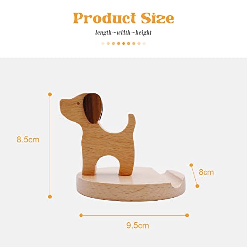 Bounabay Handy Ständer, Handyständer aus Holz, Universal Halterung für Schreibtisch, Creative Hunde Handy Halterung für Smartphone iPhone iPad Tablet Teller PC
